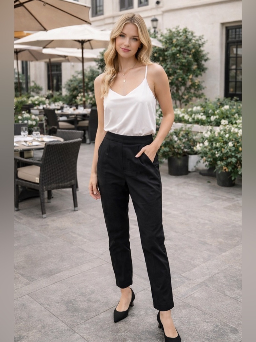 Sibel Saral Pull On Elastic Waist Trouser Size Small Color Black